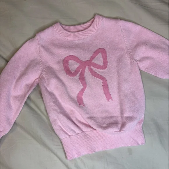Adorable Pink Bow Kids Sweater - Picture 1 of 2